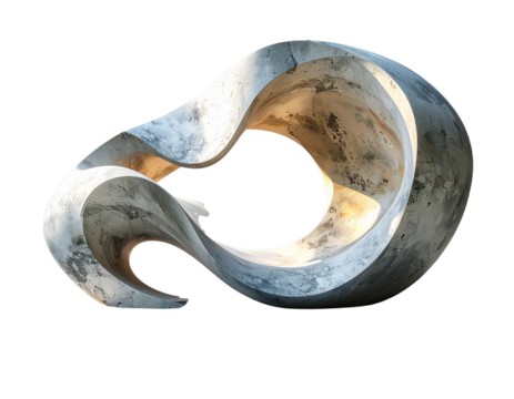 Minimalist Cement Stone Abstract Sculpture, Geometric Design for Urban Decor, isolated PNG background 