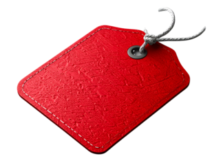 Red Sale Tag with String, Classic Price Label Design, isolated on transparent background