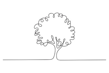 Continuous one line drawing of tree minimalist nature design illustration

