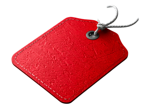 Red Sale Tag with String, Classic Price Label Design, isolated on transparent background