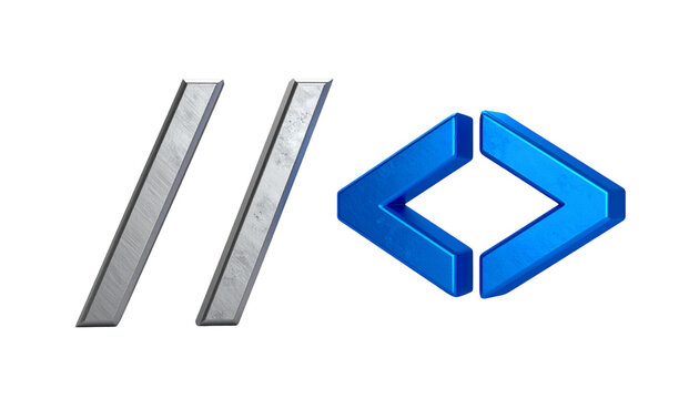  3D Coding Symbols duo collection brackets and code icons isolated on transparent background