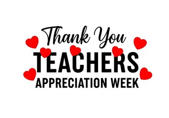 World teachers day thank you teachers appreciation week typography with red hearts isolated on white background a great way to show gratitude and support for educators