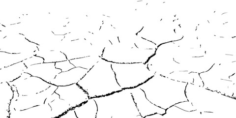 Cracked dry land surface in black and white. Drought soil texture showing environmental dryness, arid landscape, and climate change impact. Perfect for nature, texture, and eco design backgrounds