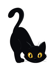 black and white Halloween cat vector