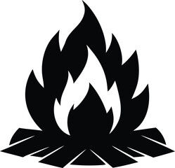 campfire silhouette vector, bonfire illustration