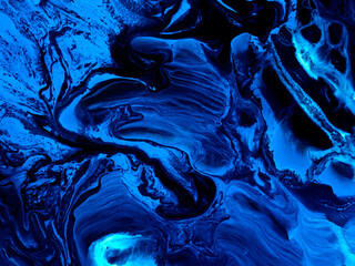 Abstract creative blue hand painted background, fluid art, marble texture