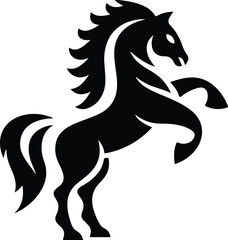 Black horse silhouette vector illustration running wild with mane flowing cartoon style design symbol