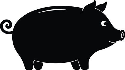 piggy bank silhouette vector icon, money box illustration