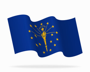 Indiana flag wavy abstract background. Vector illustration.