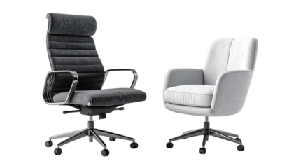  Modern 3D Ergonomic Desk Chair bundle two variations isolated on transparent background