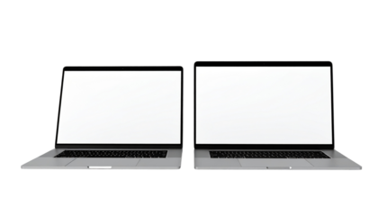  Modern 3D Laptop Duo, Open and Closed Views, Isolated on Transparent Background