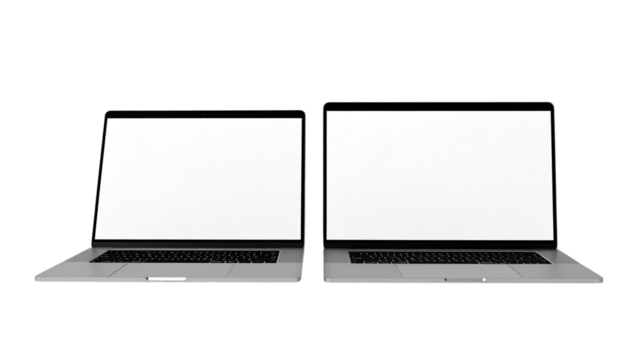  Modern 3D Laptop Duo, Open and Closed Views, Isolated on Transparent Background - Powered by Adobe