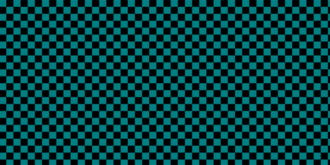 Checkerboard banner. Black and Teal colors of checkerboard. Small squares, small cells. Chessboard, checkerboard texture. Squares pattern. Background. Eps10