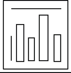 Minimal Outline Icon of a Bar Chart or Histogram with Varying Columns on a Screen