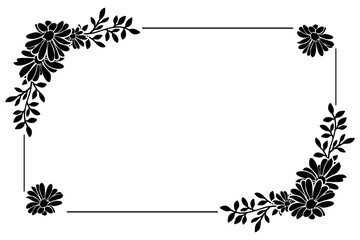Floral frame with vector illustration and elegant black and white border, to beautify poster illustrations and greeting cards. Vector illustration eps