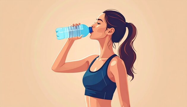 Woman hydrates with water from her bottle female quenching thirst drinking from bottle