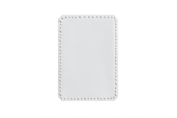 Rectangular white leather tag isolated on a transparent background
