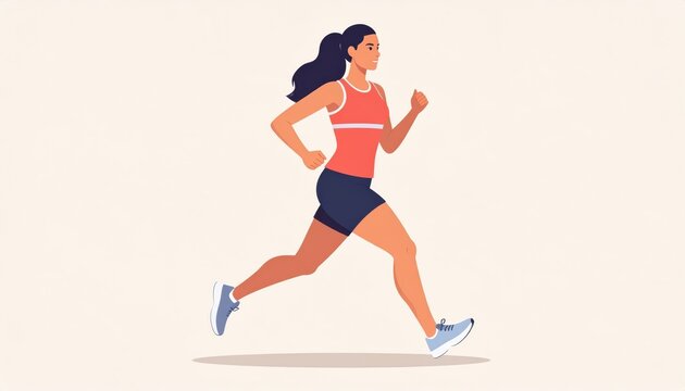 Woman runs marathon race runner strives for personal best during long distance race