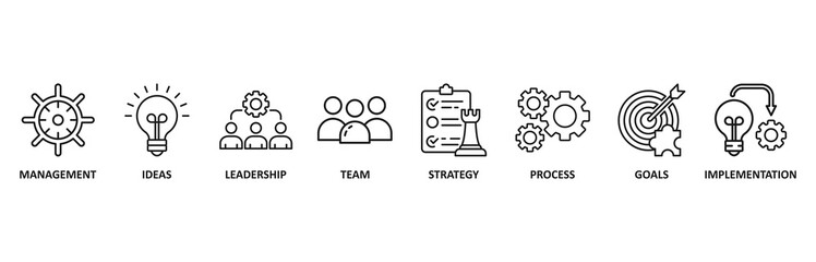 Business banner web icon vector illustration foricon of management, ideas, leadership, team, strategy, process, goals, and implementation
