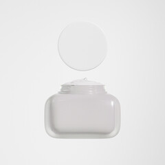 cube shape cream jar with white flat lid mockup, frost glass skincare packaging, rectangular shape facial mask container, luxury square acrylic Plastic cosmetic bottle, trendy face cream packaging