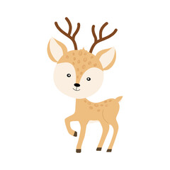 Hand-drawn forest animal beaver deer with fashionable textures on a white background, can be used for printing postcards, banners, advertising.
