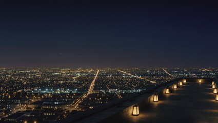 Obraz premium Rooftop Restaurant Skyline View