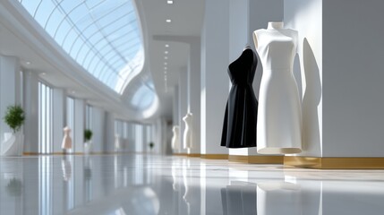 Bridal ceremony dress showcase at highfashion boutique elegant environment tailored bride experience