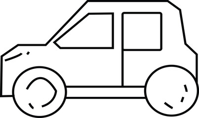 Minimalist Outline Icon of a Small Passenger Car or Hatchback Vehicle for Transportation Symbol