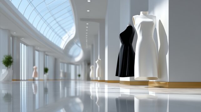 Bridal ceremony dress showcase at highfashion boutique elegant environment tailored bride experience