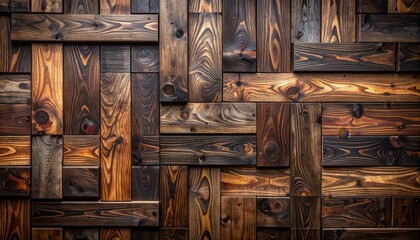Rustic Wooden Planks Wall Texture with Varying Shades of Brown and Black Hues