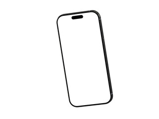 High-quality image of a modern smartphone with a blank screen, perfect for app presentations or website mockups.  Isolated on white background.