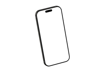 High-quality image of a modern smartphone with a blank screen, perfect for app presentations or website mockups. Clean design, isolated on white background.