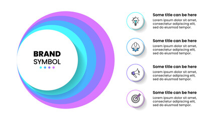 Infographic template. 4 layers of circles with icons