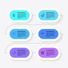 Infographic template. 6 connected banners with icons