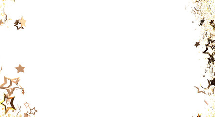 Gold star confetti scattered on a white background. Perfect for holiday and celebration designs. ...