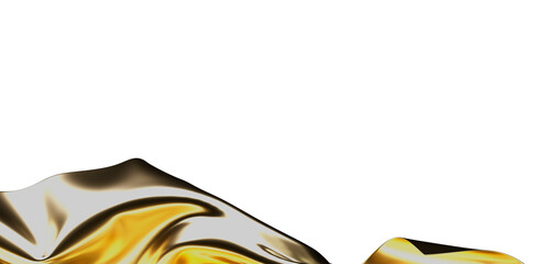 A beautiful abstract composition featuring golden fabric, creating an illusion of luxury and opulence against a clean white backdrop. Ideal for