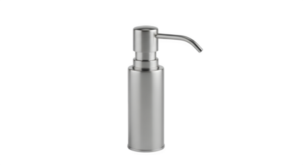 Silver soap dispenser isolated on transparent background, a sleek and modern bathroom accessory for dispensing liquid soap, lotion, or sanitizer with style and convenience