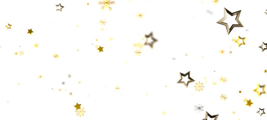 Elegant Christmas background with golden stars, snowflakes, and sparkling bokeh effect, perfect for holiday designs and seasonal greetings. Idea