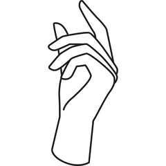 Elegant Line Art Drawing Of A Graceful Female Hand With Fingers Slightly Curled Against A Transparent Background Minimalist And Clean Design For Graphic Assets