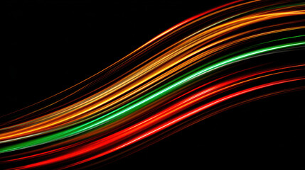 Energetic abstract background with colorful light trail in motion. glowing wave and vibrant line create dynamic feeling of speed against dark backdrop