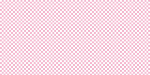 Checkerboard banner. Pink and White colors of checkerboard. Small squares, small cells. Chessboard, checkerboard texture. Squares pattern. Background. Repeatable texture.