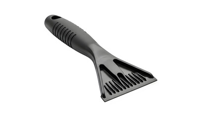 Black plastic ice scraper for car windshield isolated on transparent background the scraper has a handle and a blade for removing ice
