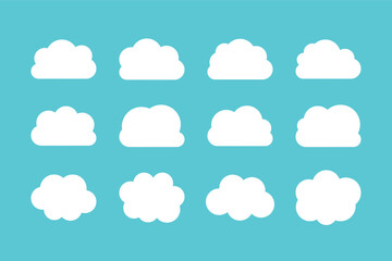 シンプルでかわいい雲のアイコンセット　青・白