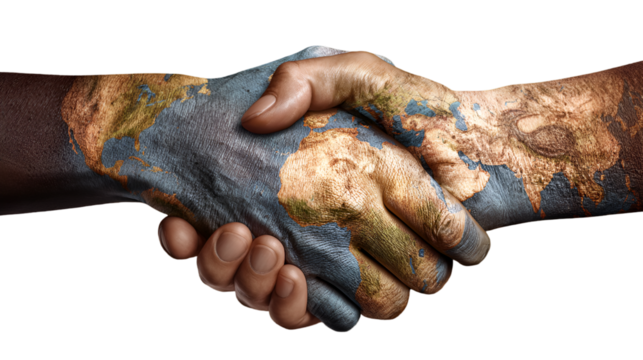 Global Partnership Handshake Symbolizing Unity and Success