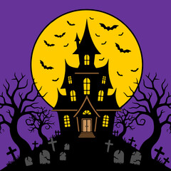 halloween background with haunted house