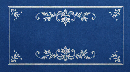 Elegant blue background with classic silver floral border. vintage, ornate decorative frame with empty copy space for formal invitation, certificate, or luxury cover design