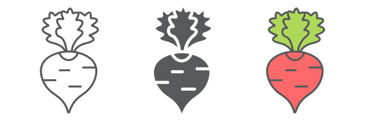 Radish icon, fruits and vegetables, beetroot sign, vector graphics, a linear pattern on a white background. editable stroke