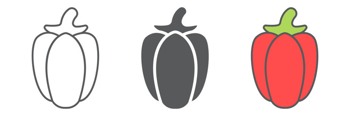 Bell pepper icon, fruits and vegetables, capsicum sign, vector graphics, a linear pattern on a white background. editable stroke