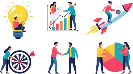 Business Teamwork and Startup Growth Concept Vector Illustration