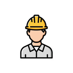 Construction Worker Illustration with Yellow Hard Hat Safety Gear Icon Design Vector